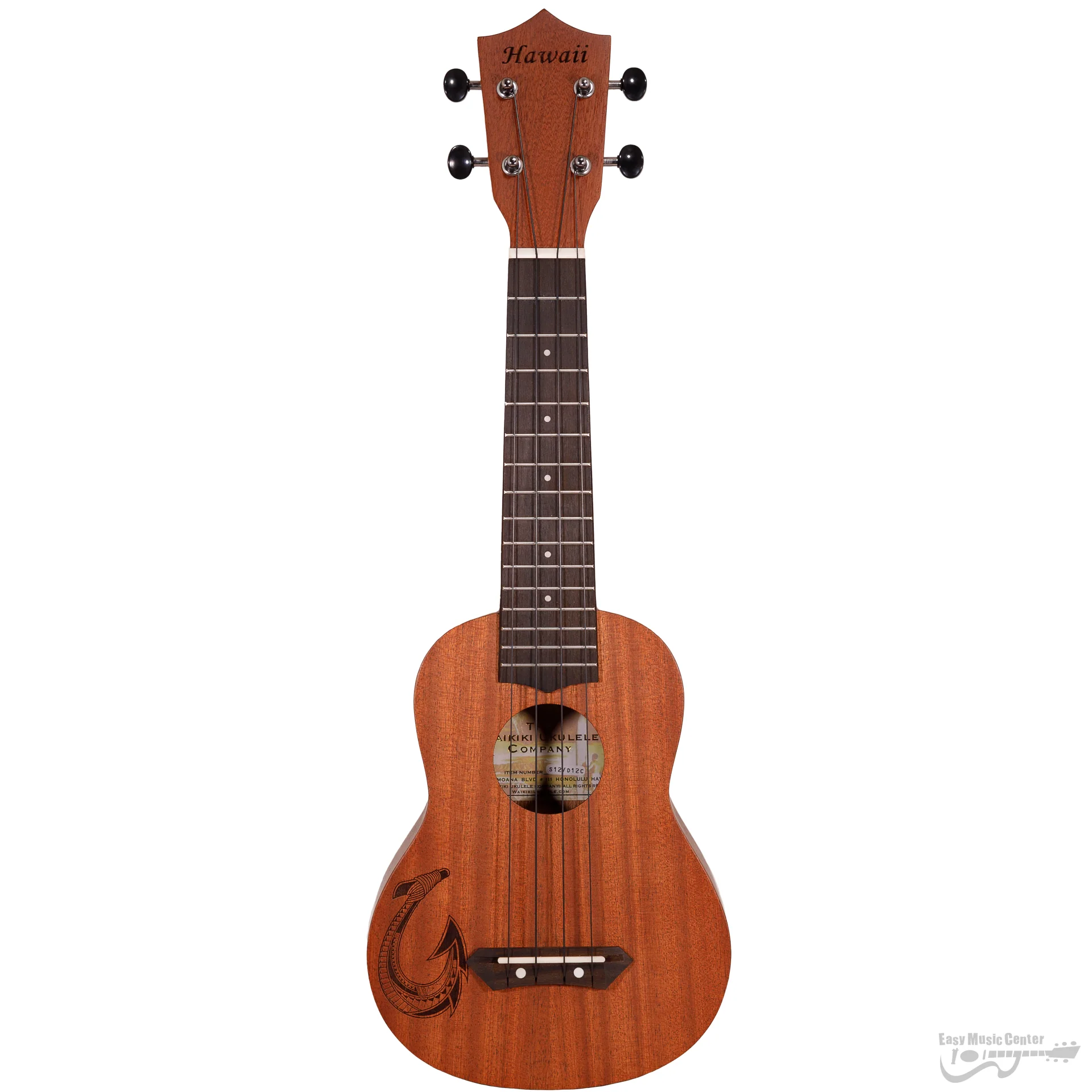 Leolani S12 Soprano Ukulele, Mahogany, Fish Hook w/Bag