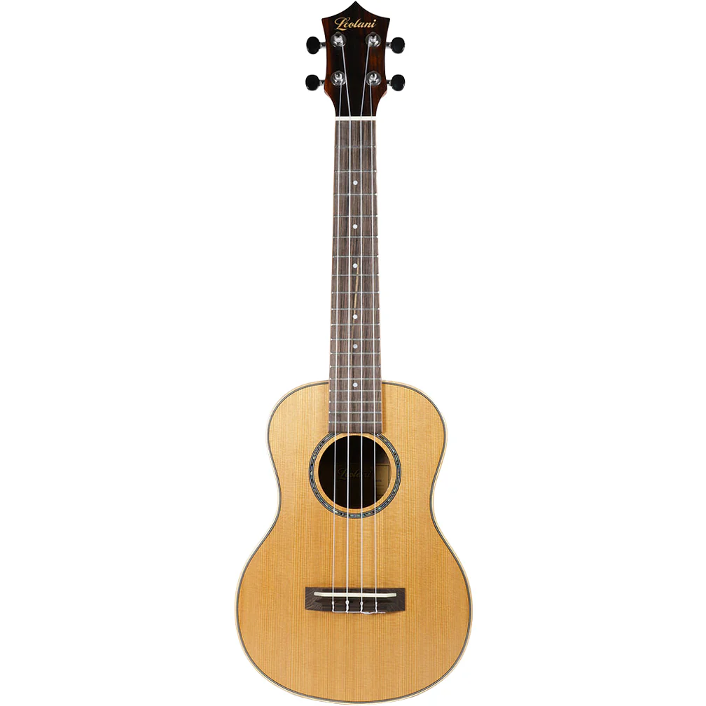 Leolani T524G Tenor Ukulele, Solid Cedar Top, Ebony B/S