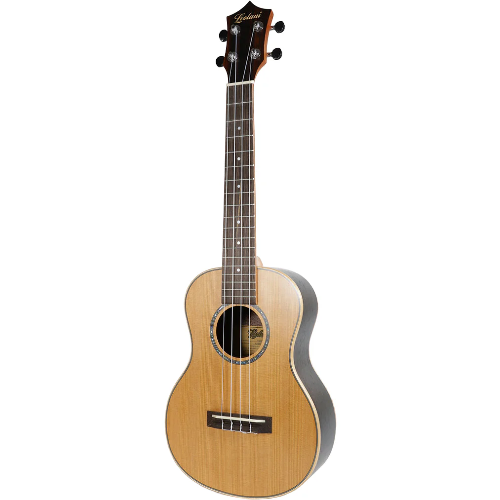 Leolani T524G Tenor Ukulele, Solid Cedar Top, Ebony B/S - Image 3