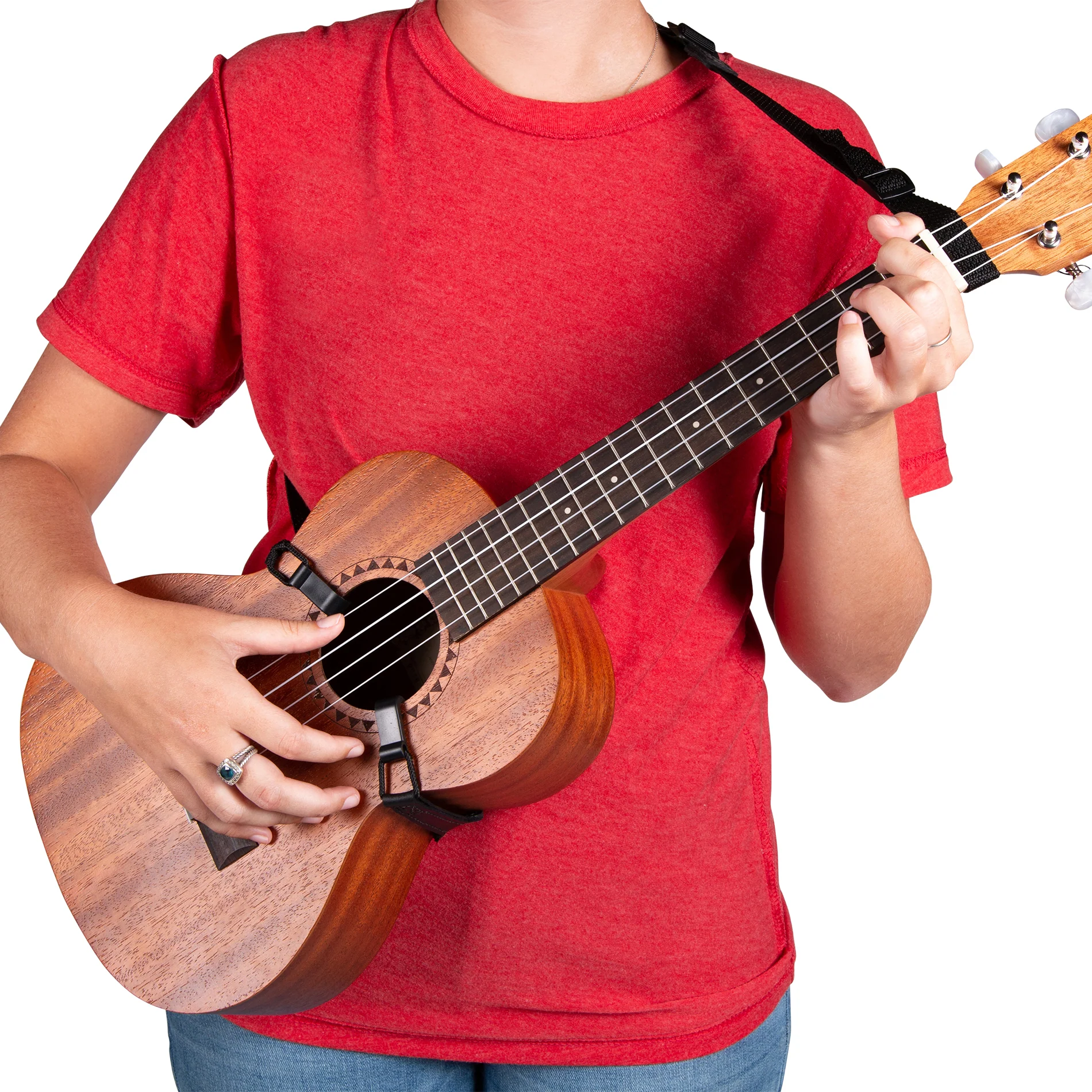 Levy M19HOK-BLK 1" Double Hook Ukulele Strap, Black