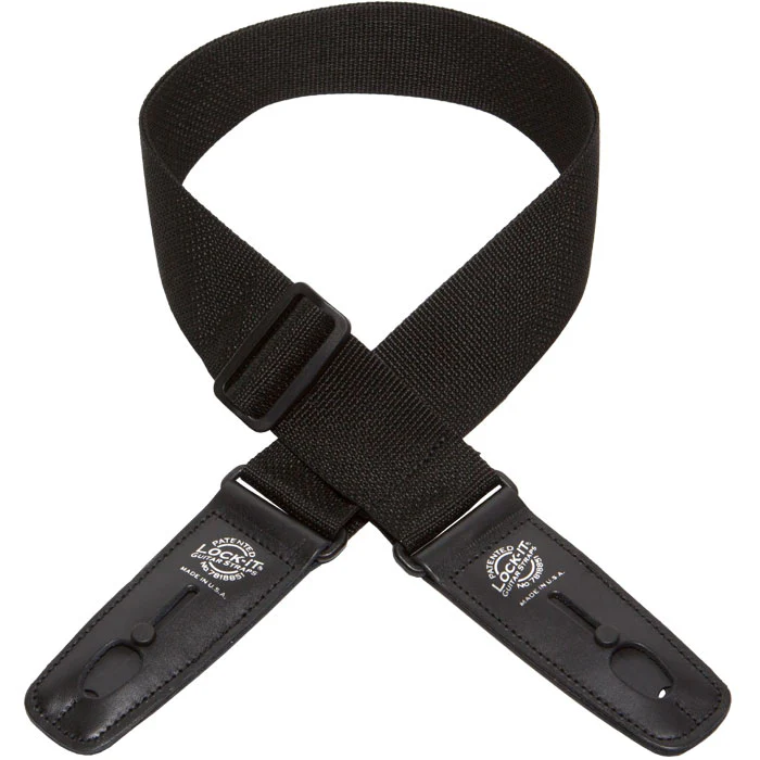 Lock-It Straps LIS-001P2-BLK 2" Poly Pro Strap w/ Lock-It Leather Ends, Black