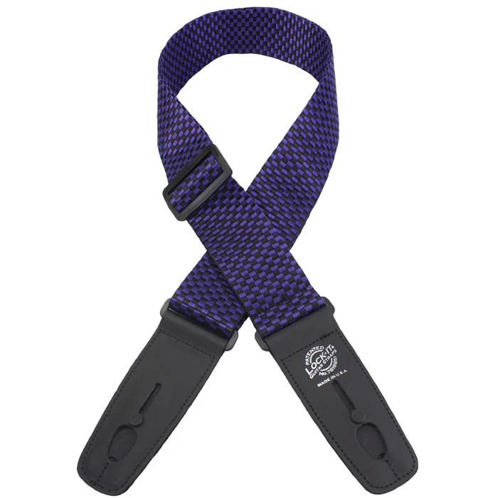 Lock-It Straps LIS-010P2-PRCHK 2" Poly Pro Strap w/ Lock-It Leather Ends, Purple Checkerboard