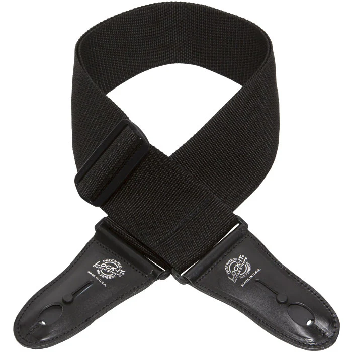 Lock-It Straps LIS-012P3-BLK 3" Poly Pro Strap w/ Lock-It Leather Ends, Black
