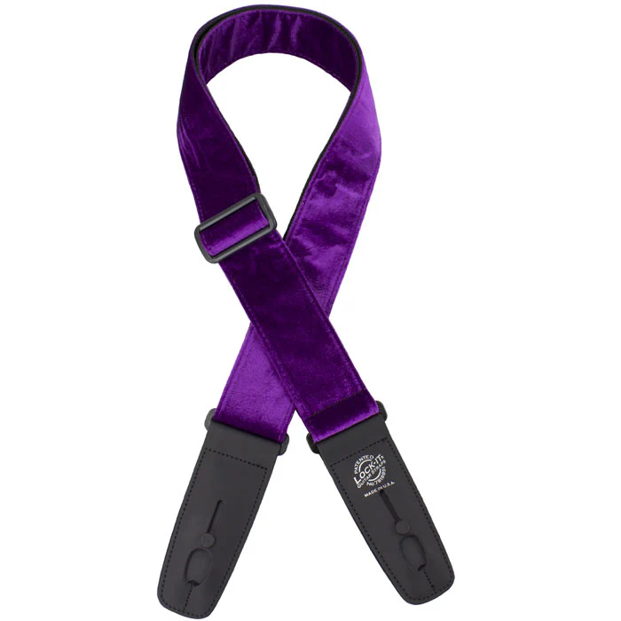 Lock-It Straps LIS-021CV2-PUR 2" Crushed Velvet Strap w/ Lock-It Leather Ends, Purple