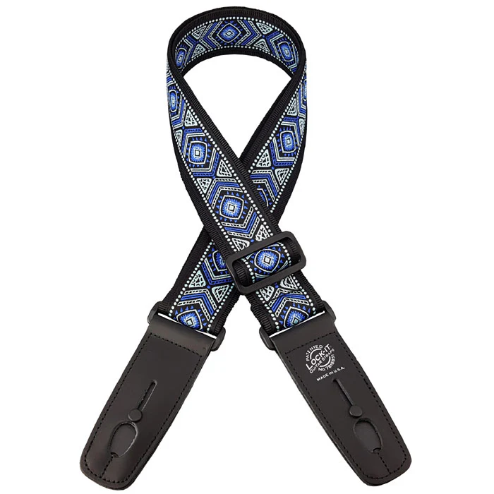 Lock-It Straps LIS-069-MR 2" Jacquard Strap w/ Lock-It Ends, White/Blue