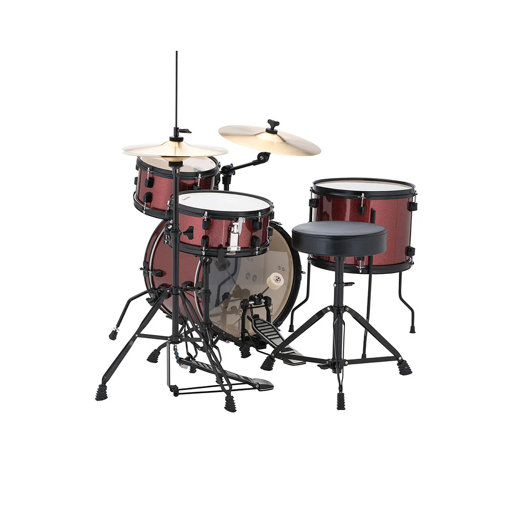 Ludwig LC178X025 Pocket Kit by Questlove, 4pc Full Kit w/ Hardware & Cymbals, 16, 10, 13, 12s - Wine Red Sparkle - Image 3