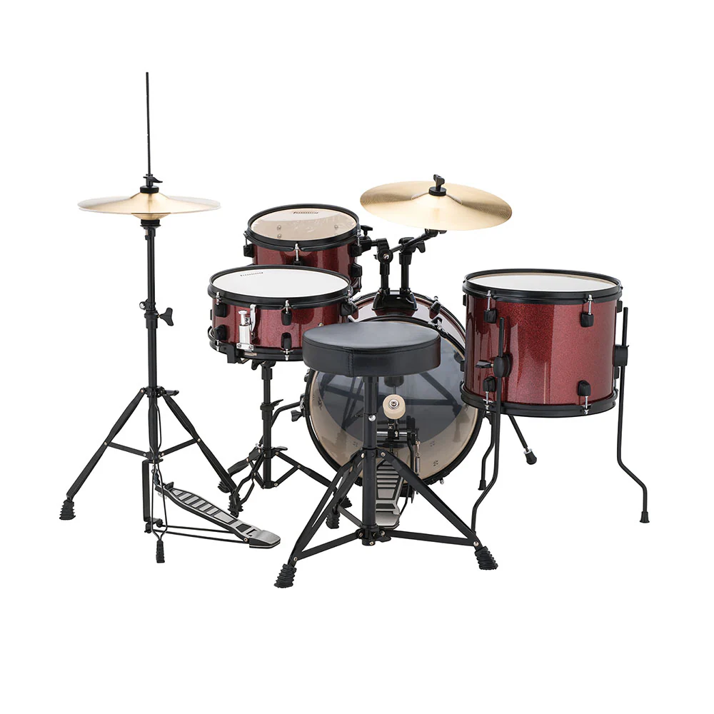 Ludwig LC178X025 Pocket Kit by Questlove, 4pc Full Kit w/ Hardware & Cymbals, 16, 10, 13, 12s - Wine Red Sparkle - Image 4