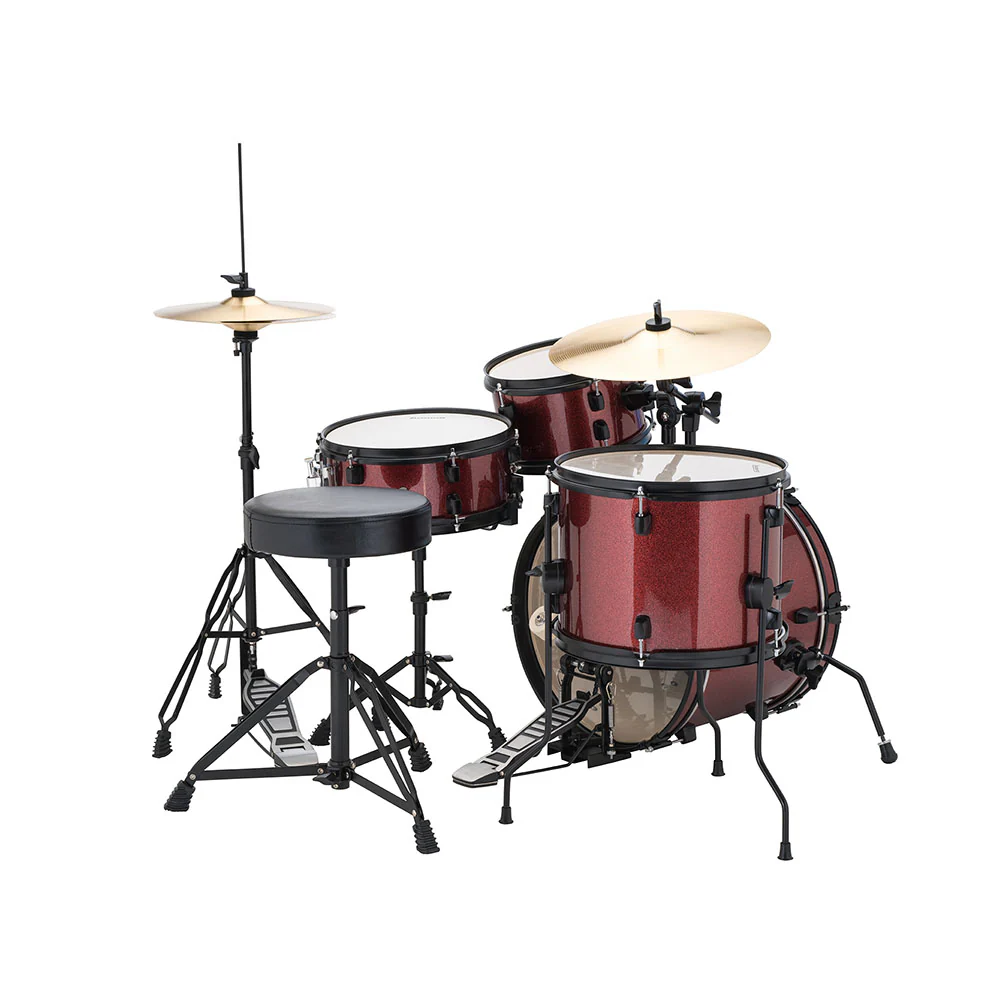 Ludwig LC178X025 Pocket Kit by Questlove, 4pc Full Kit w/ Hardware & Cymbals, 16, 10, 13, 12s - Wine Red Sparkle - Image 7