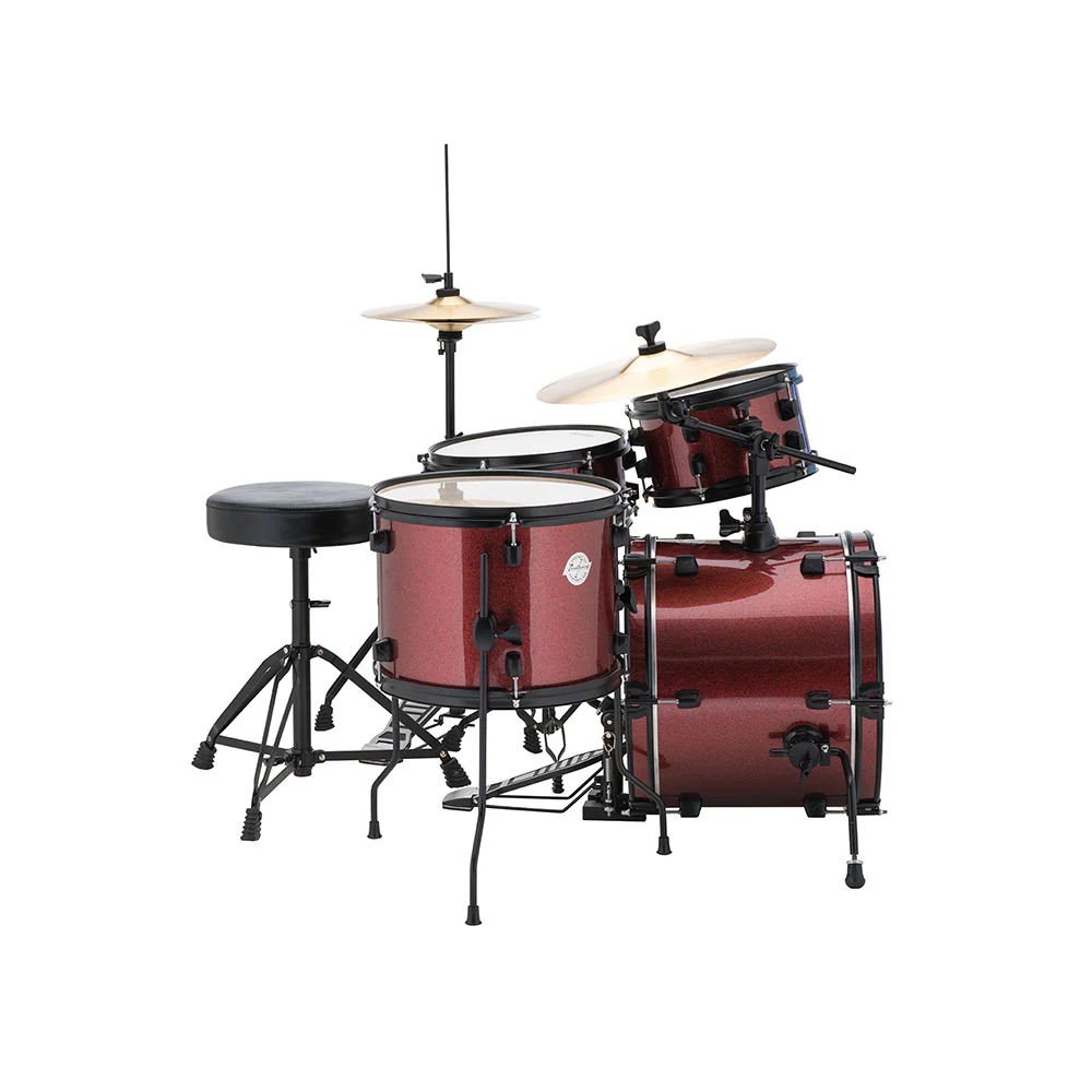 Ludwig LC178X025 Pocket Kit by Questlove, 4pc Full Kit w/ Hardware & Cymbals, 16, 10, 13, 12s - Wine Red Sparkle - Image 8