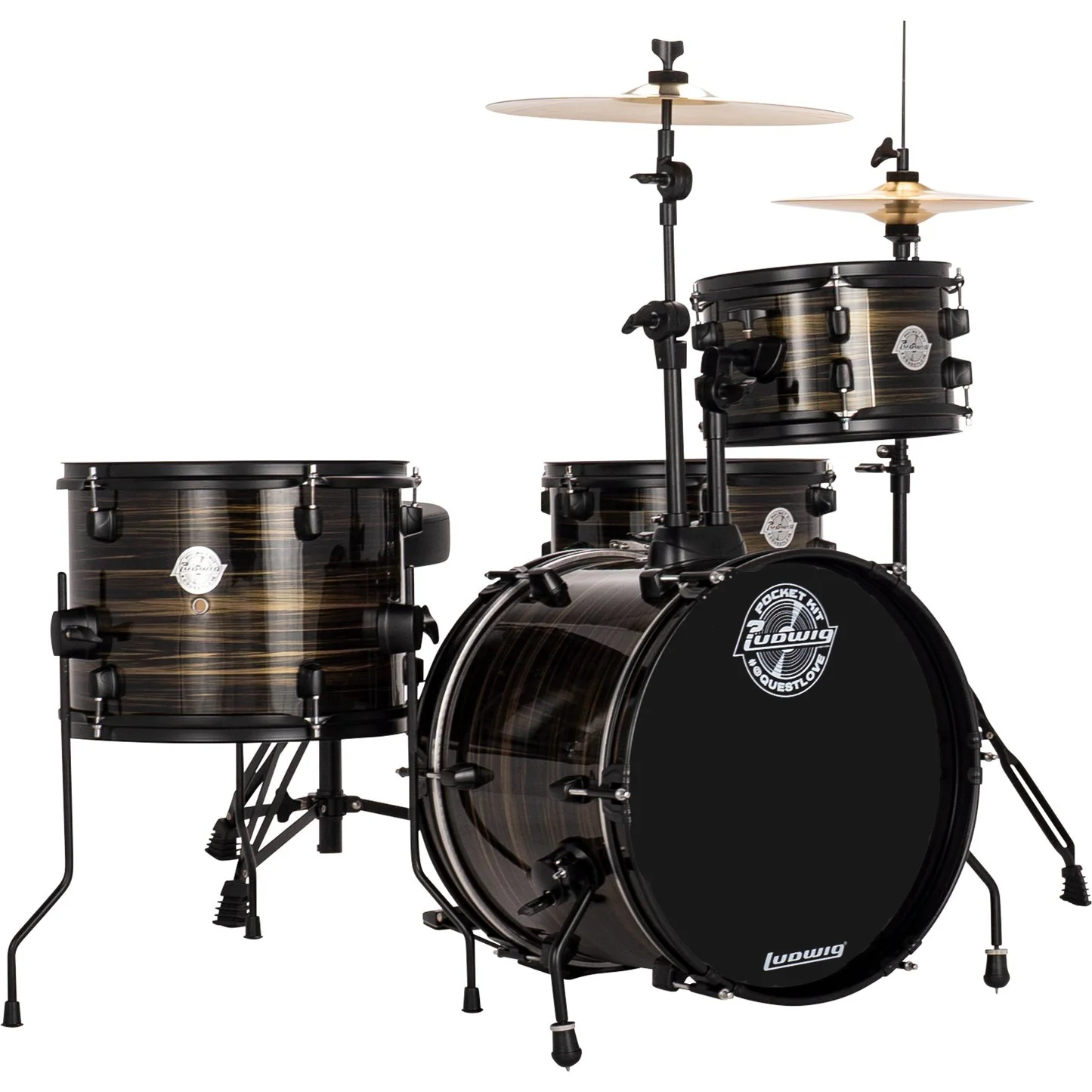 Ludwig LC178X0B4 AIMM Pocket Kit, 4pc Full Kit w/ HW & Cym, 16, 10, 13, 12s - Bronze Swirl