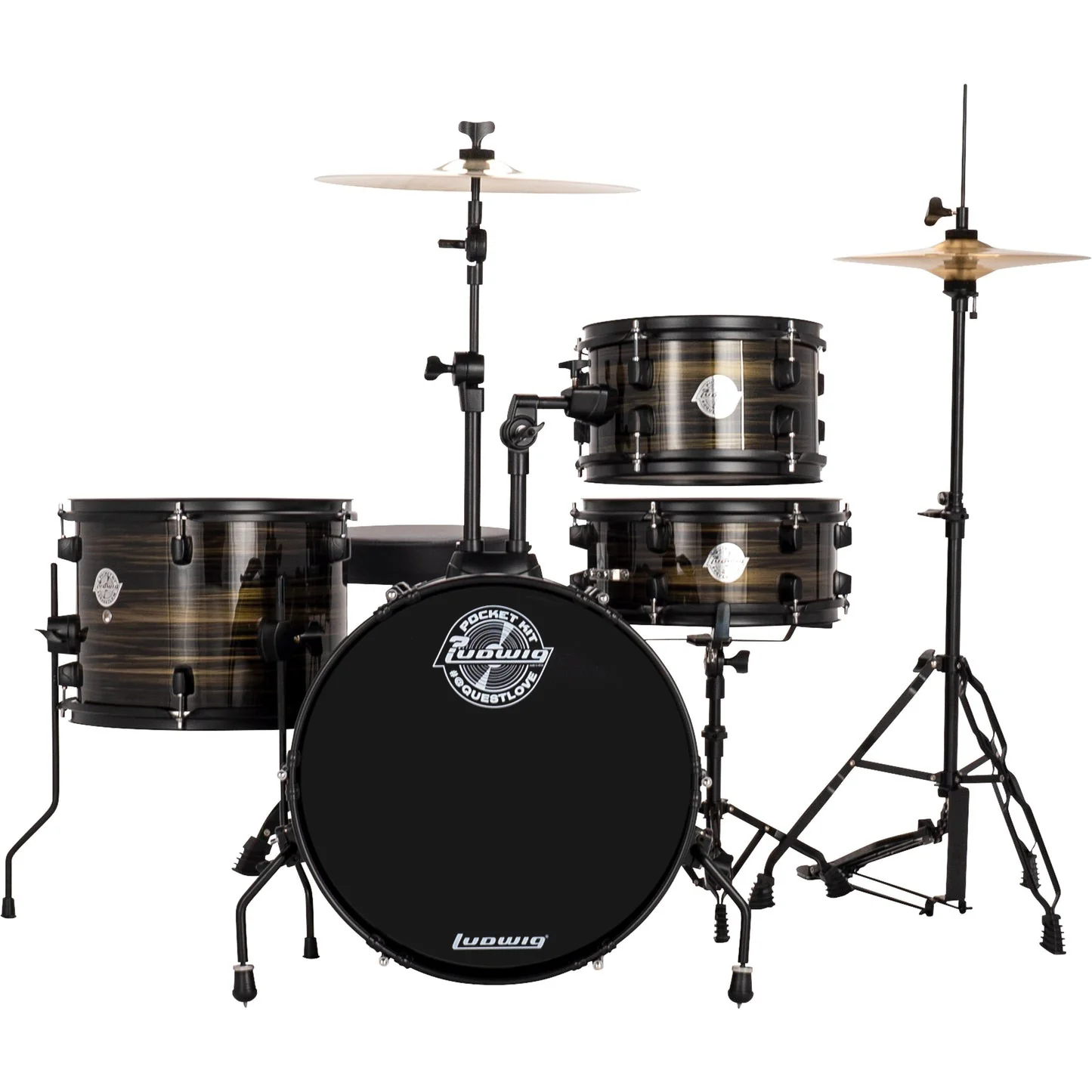 Ludwig LC178X0B4 AIMM Pocket Kit, 4pc Full Kit w/ HW & Cym, 16, 10, 13, 12s - Bronze Swirl - Image 2