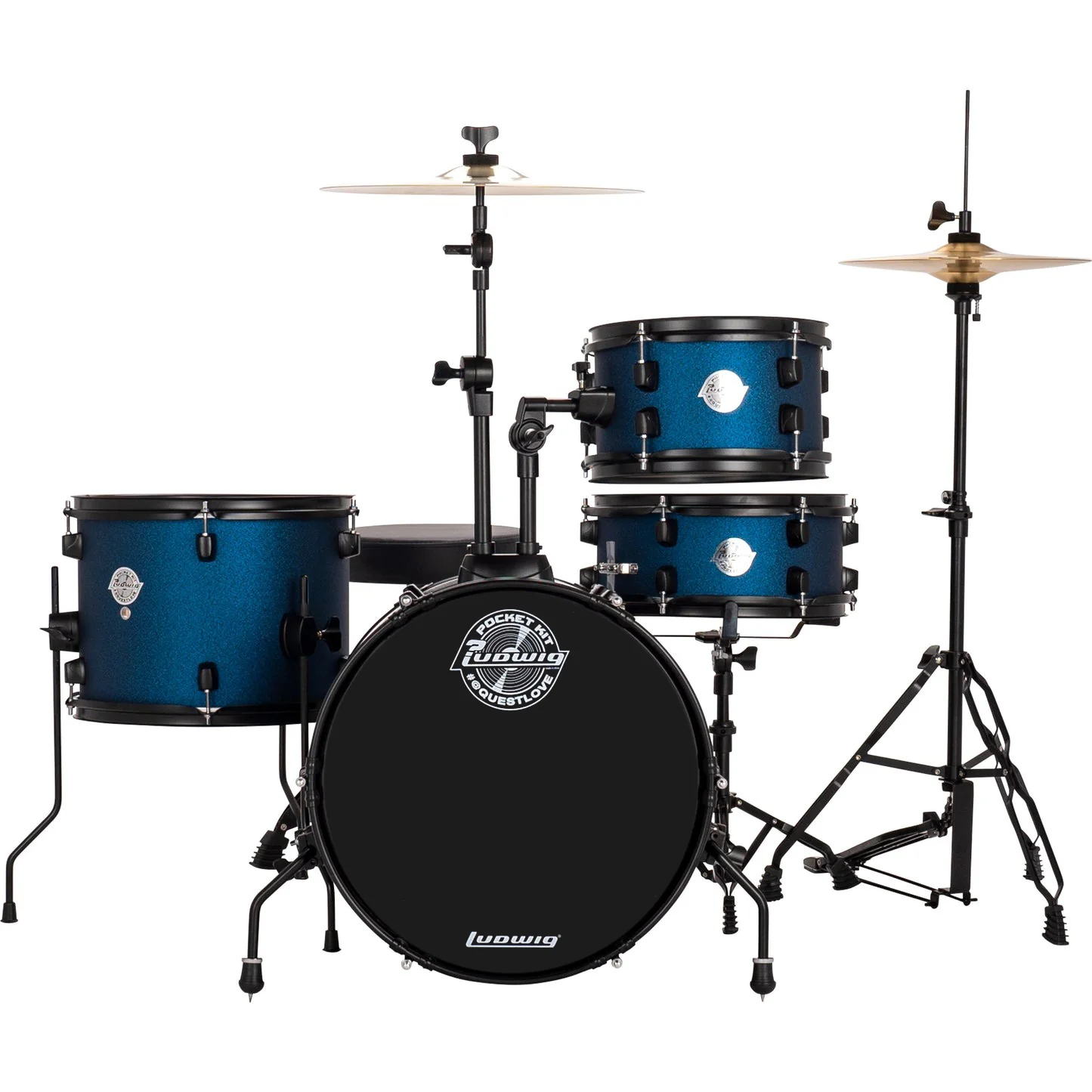 Ludwig LC178X0B5 AIMM Pocket Kit, 4pc Full Kit w/ HW & Cym, 16, 10, 13, 12s - Blue Stardust