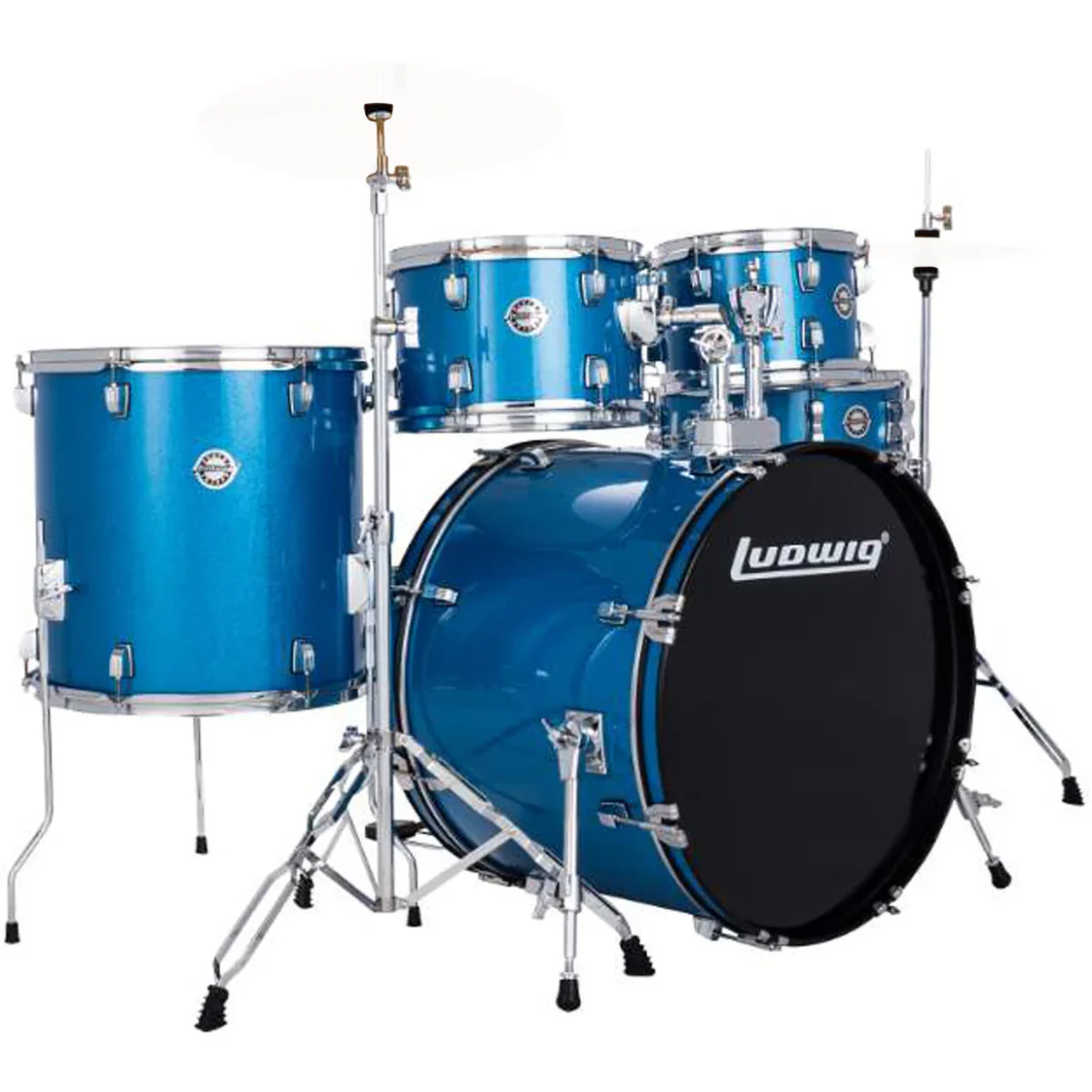 Ludwig LC19019 Accent Fuse Drumset, 5pc Kit w/ Hardware, NO CYM, - 20, 10, 12, 14, 14s - Blue Sparkle