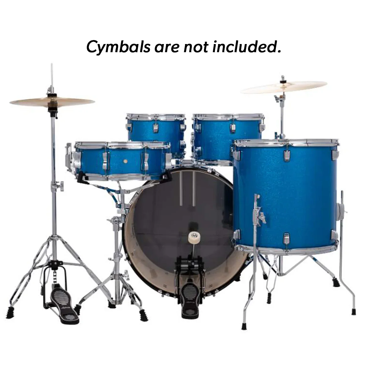 Ludwig LC19019 Accent Fuse Drumset, 5pc Kit w/ Hardware, NO CYM, - 20, 10, 12, 14, 14s - Blue Sparkle - Image 2