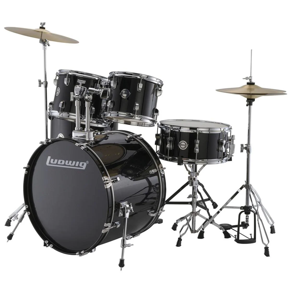 Ludwig LC19511 Accent Drive 5-piece Drum Set with Hardware (22/10/12/16/14S) - Black Sparkle