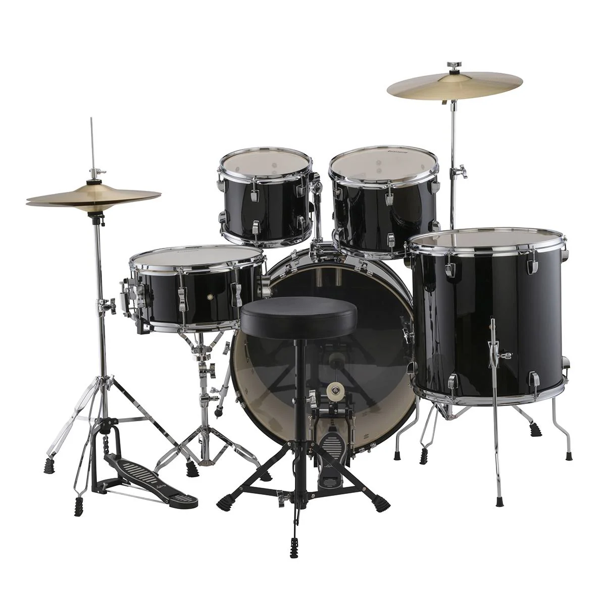 Ludwig LC19511 Accent Drive 5-piece Drum Set with Hardware (22/10/12/16/14S) - Black Sparkle - Image 2