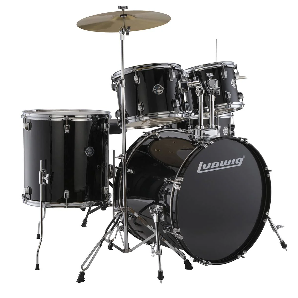 Ludwig LC19511 Accent Drive 5-piece Drum Set with Hardware (22/10/12/16/14S) - Black Sparkle - Image 3
