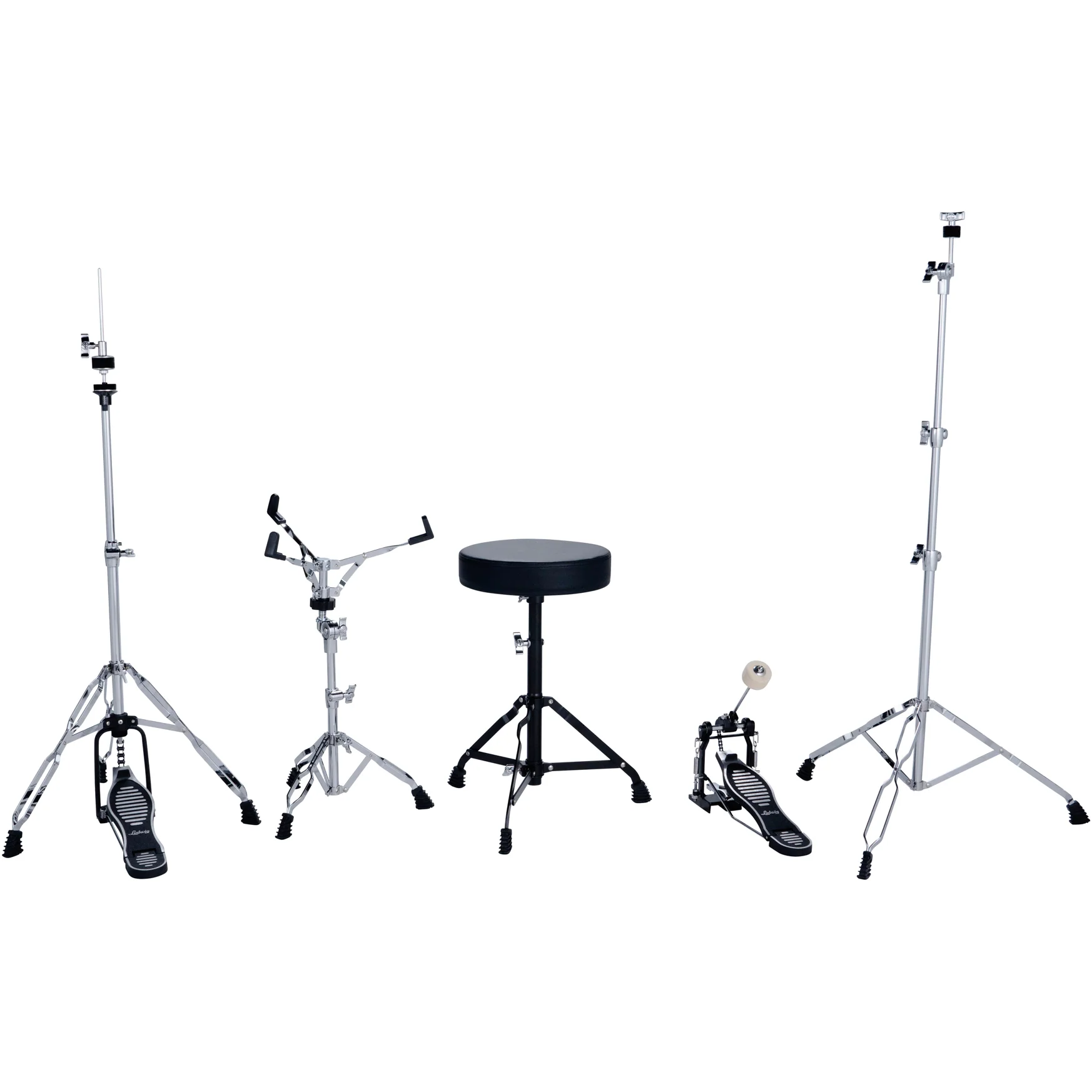 Ludwig LC195C7 Accent Drive Drumset, 5pc Full Kit w/ Hardware - 22, 10, 12, 16, 14s - Snow Dust - Image 4