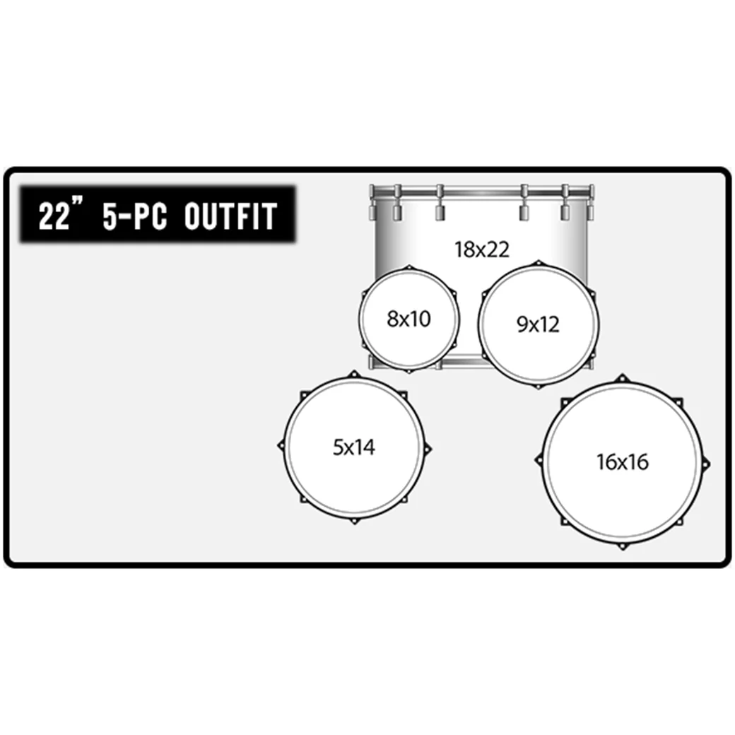 Ludwig LE522010NC Evolution 5pc Shell Pack w/ Hardware, NO CYM - 22, 10, 12, 16, 14s - Cherry - Image 3