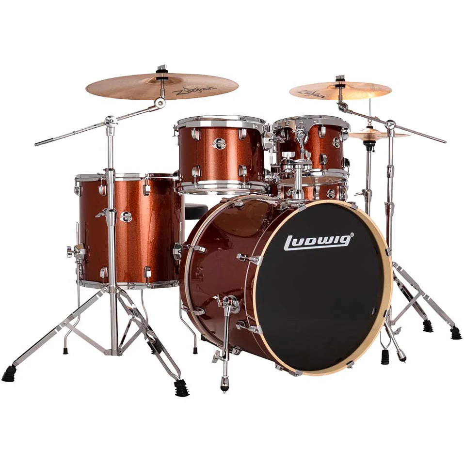 Ludwig LE522024 Evolution 5pc Full Kit w/ Hardware - 22, 10, 12, 16, 14s - Copper Sparkle