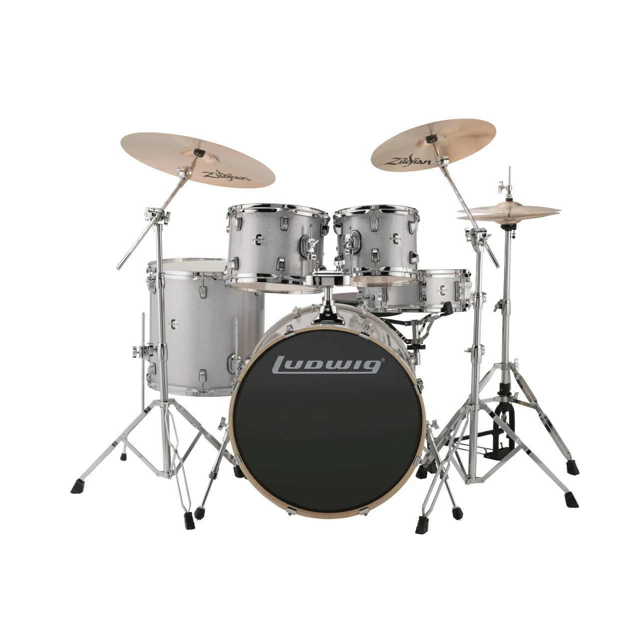 Ludwig LE522028 Evolution 5pc Full Kit w/ Hardware - 22, 10, 12, 16, 14s - Platinum Sparkle - Image 3