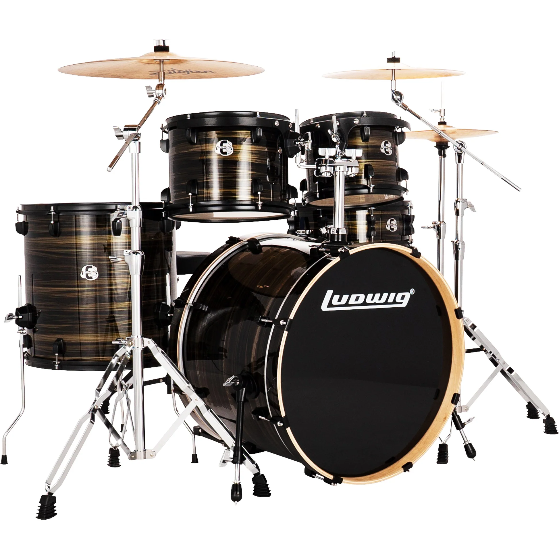 Ludwig LE522B4 AIMM Evolution 5pc Full Kit w/ Hardware - 22, 10, 12, 16, 14s - Bronze Swirl
