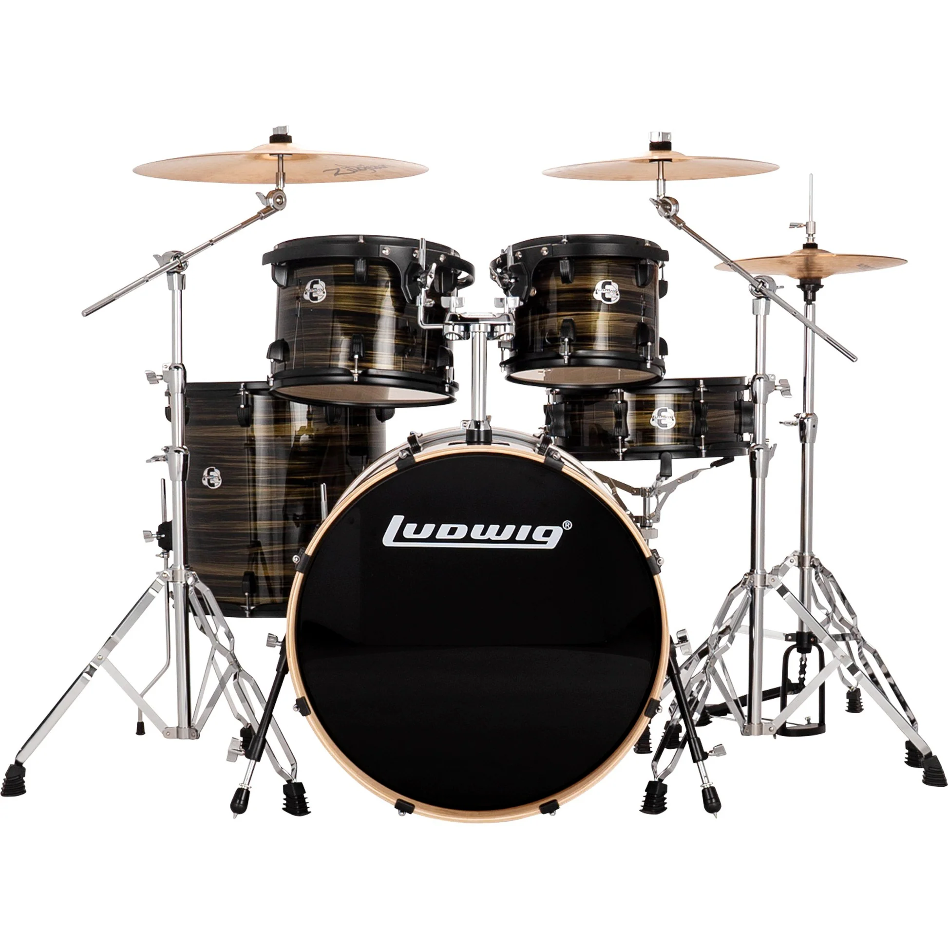 Ludwig LE522B4 AIMM Evolution 5pc Full Kit w/ Hardware - 22, 10, 12, 16, 14s - Bronze Swirl - Image 2