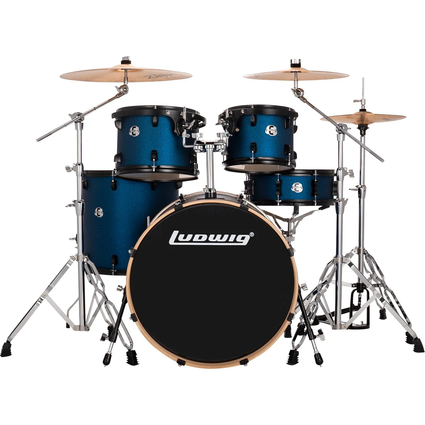 Ludwig LE522B5 AIMM Evolution 5pc Full Kit w/ Hardware - 22, 10, 12, 16, 14s - Blue Starduust - Image 2