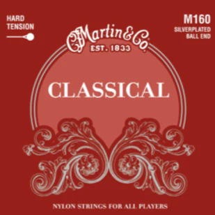 Martin M160 Classical Hard Tension Silverplated Ball End Guitar Strings
