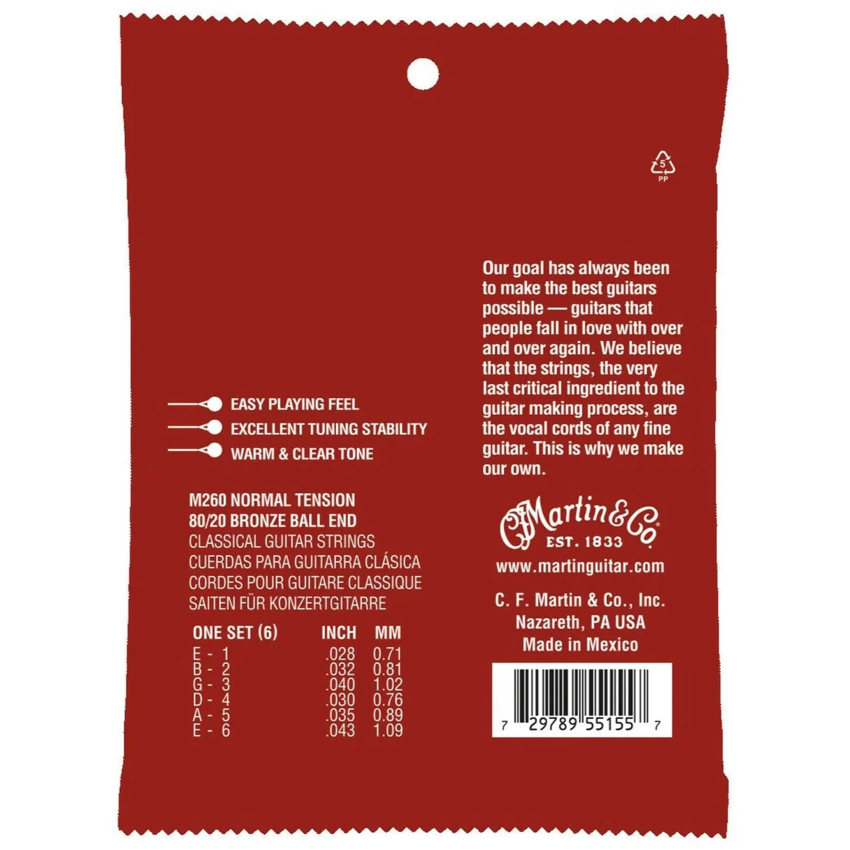 Martin M260 Classical Normal Tension 80/20 Ball End Guitar Strings - Image 2