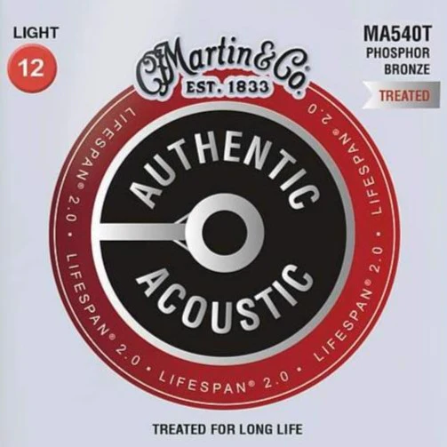 Martin MA540T SP Authentic PB Treated Light Guitar Strings, 12-54