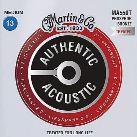 Martin MA550T SP Authentic PB Treated Guitar Strings, Medium, 13-56