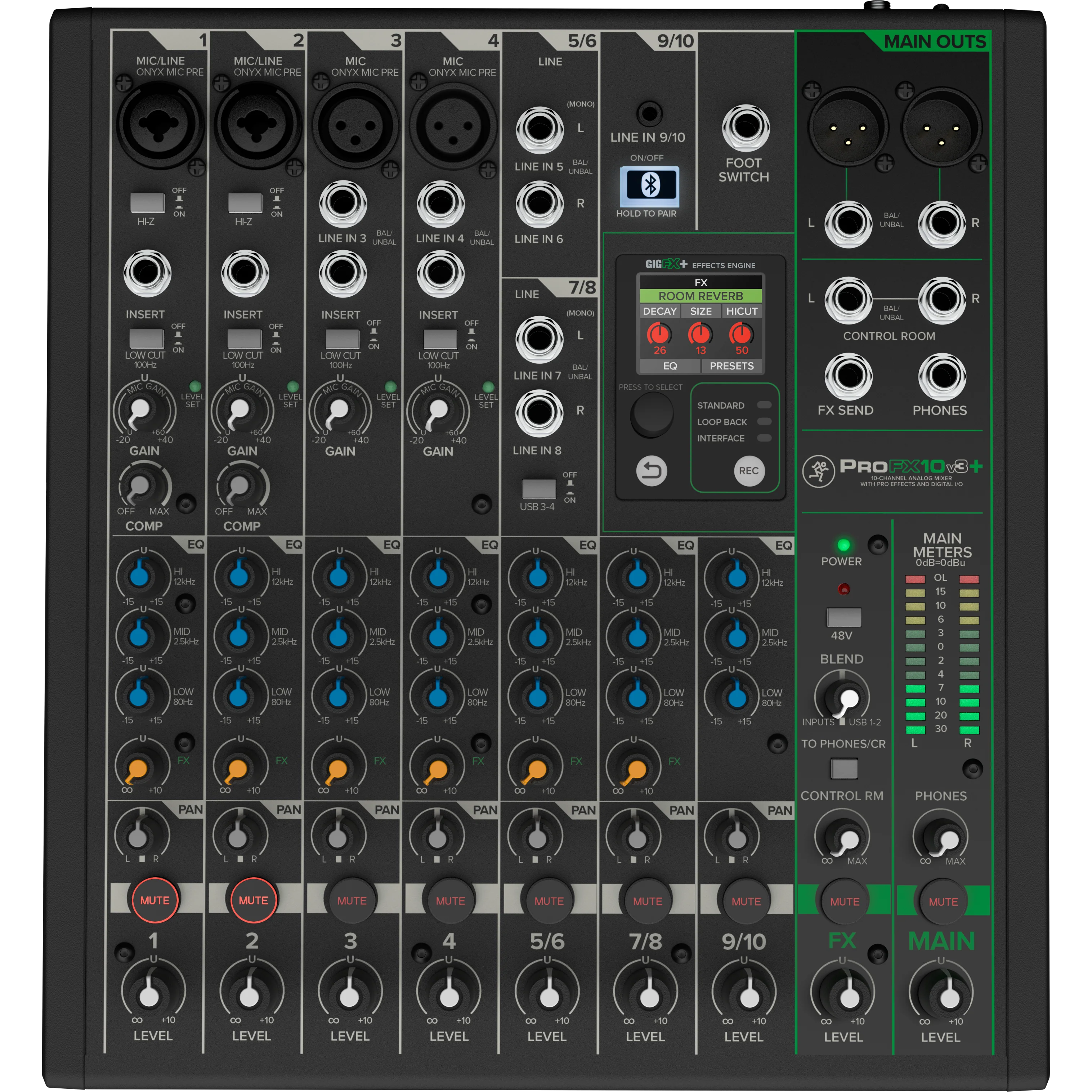 Mackie PROFX10V3+ 10-Channel Analog Mixer w/ Enhanced FX, USB Recording, and BT