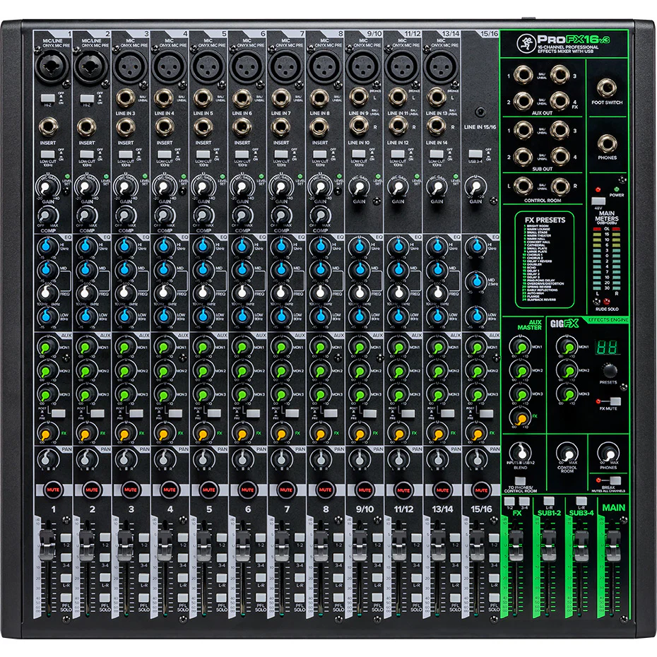 Mackie PROFX16V3 16 Channel 4-bus Professional Effects Mixer with USB