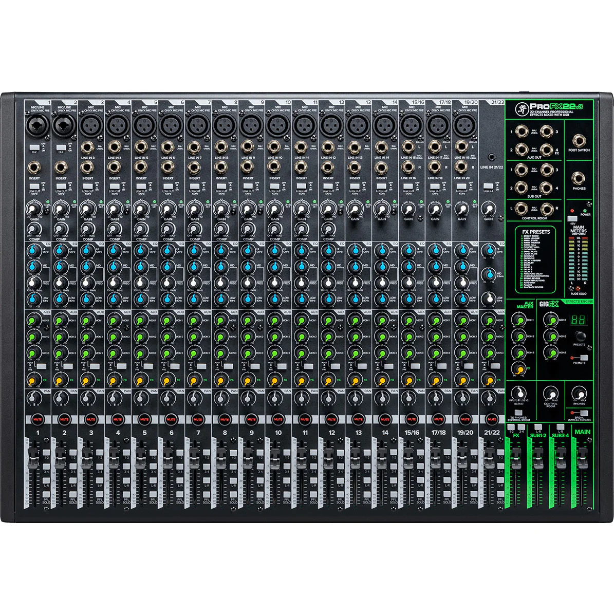 Mackie PROFX22V3 22 Channel 4-bus Professional Effects Mixer with USB
