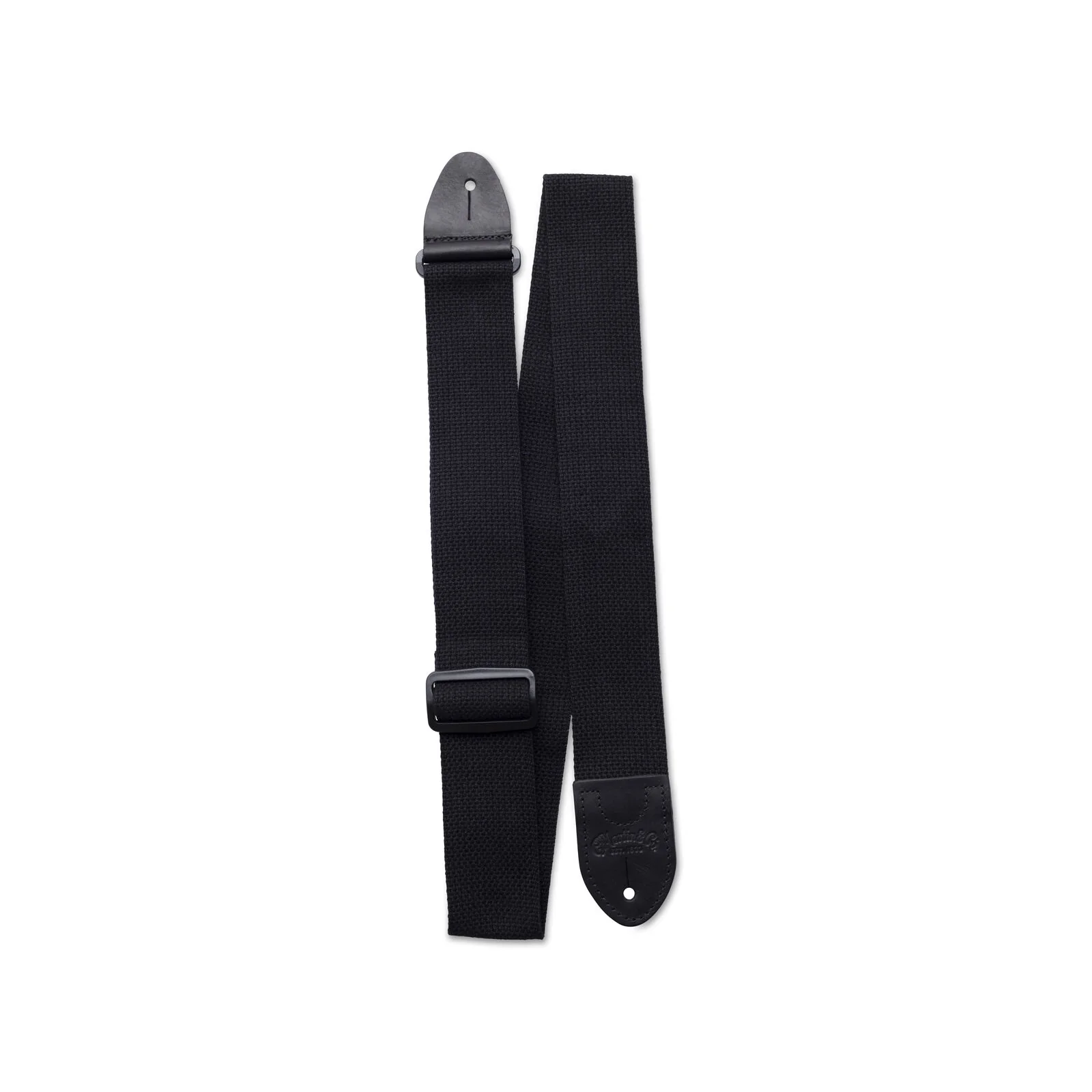 Martin 18A0104 2" Woven Cotton Gutiar Strap, Black, Black Leather Ends - Image 2