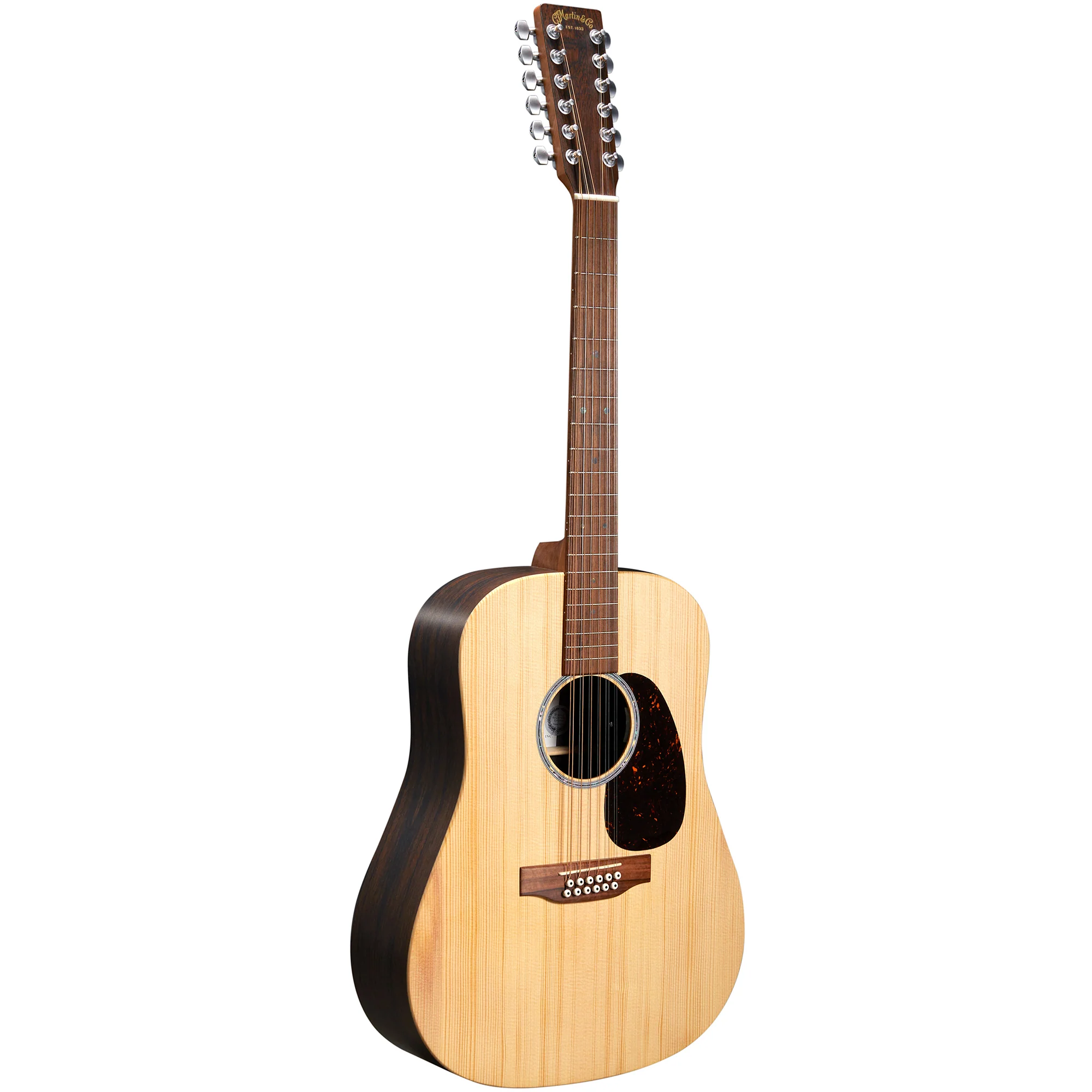 Martin D-X2E-12-BRAZ-RW X-Series Dreadnought 12-string Guitar w/ Electronics, Sitka Spruce Top, Brazilian RW HPL b/s