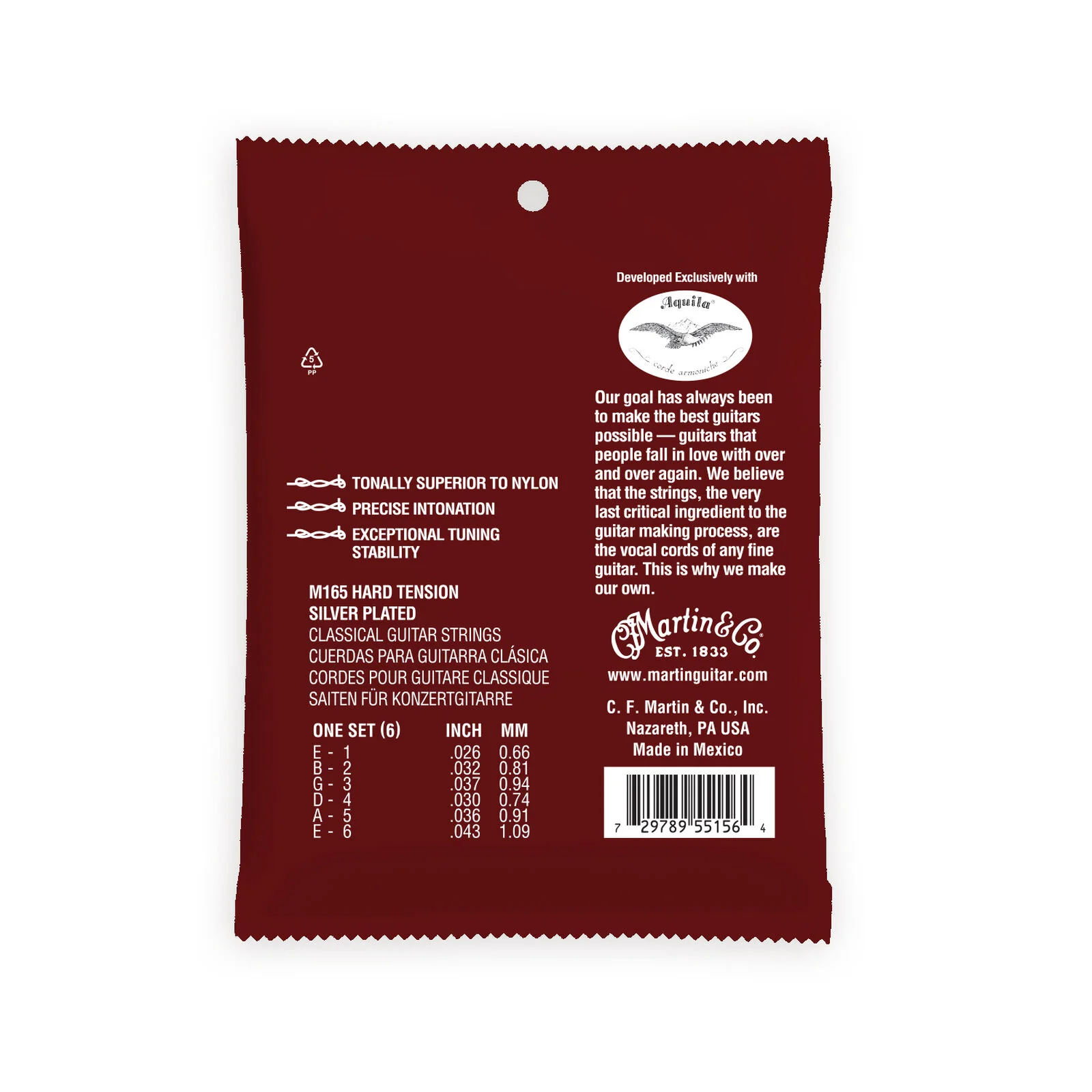 Martin M165 Premium Classical Guitar Strings, Hard Tension - Image 2