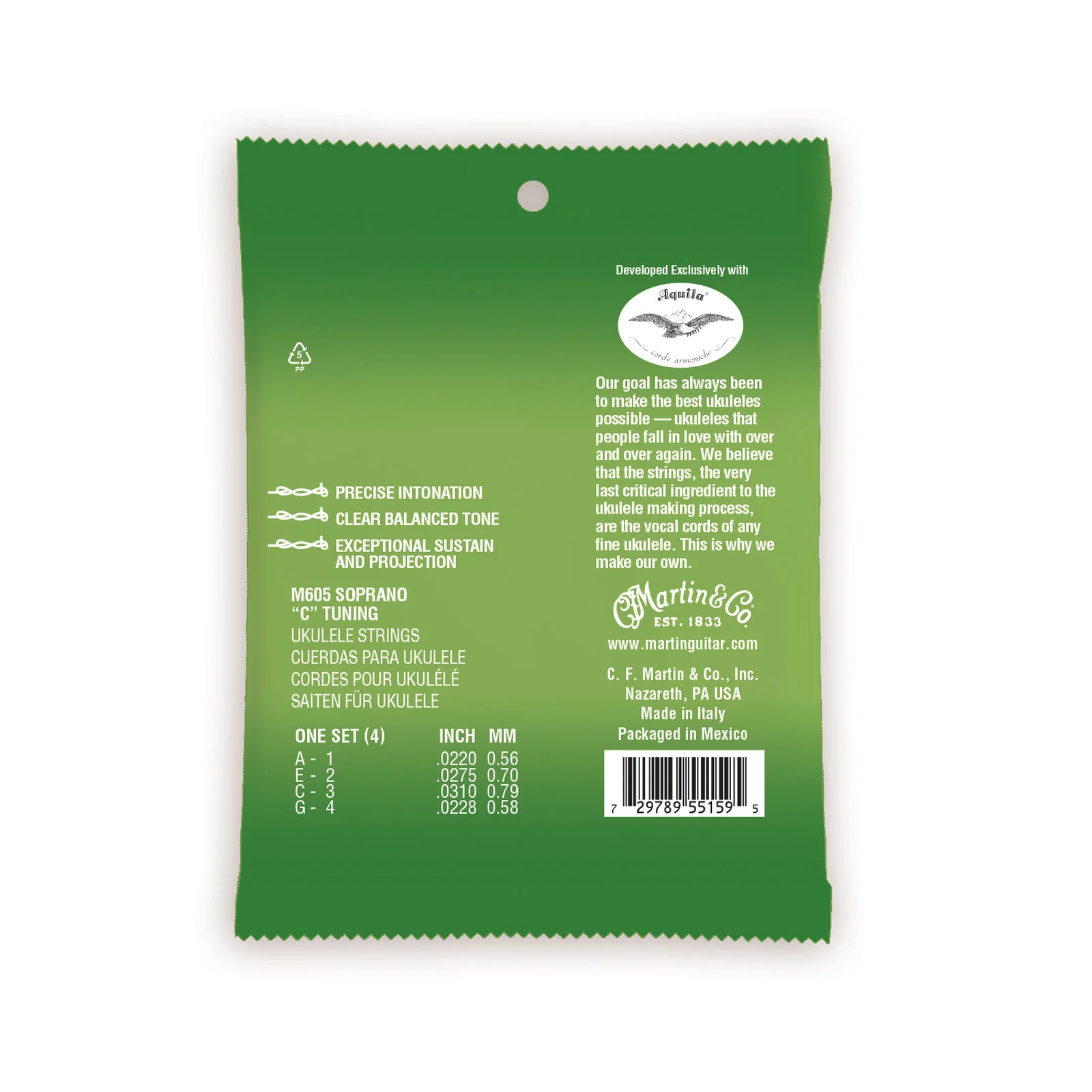 Martin M605 Soprano Ukulele Polygut Strings - Image 2