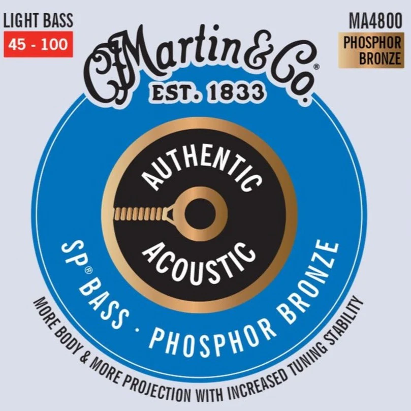 Martin MA4800 SP Authentic Acoustic Bass Strings, PB, Light, 45-100