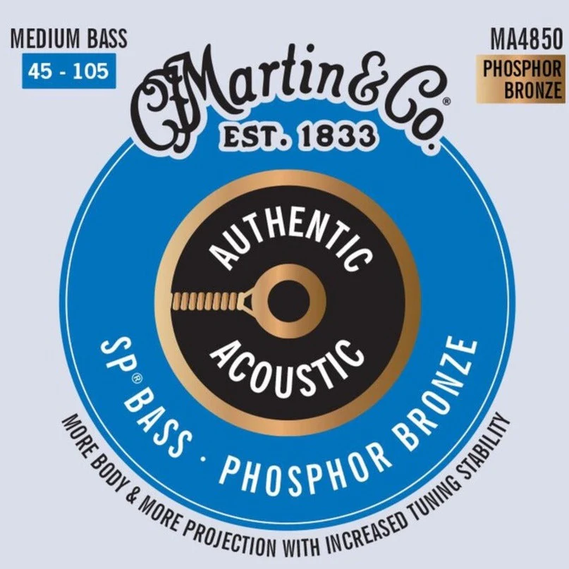Martin MA4850 SP Authentic Acoustic Bass Strings, PB, Medium, 45-105