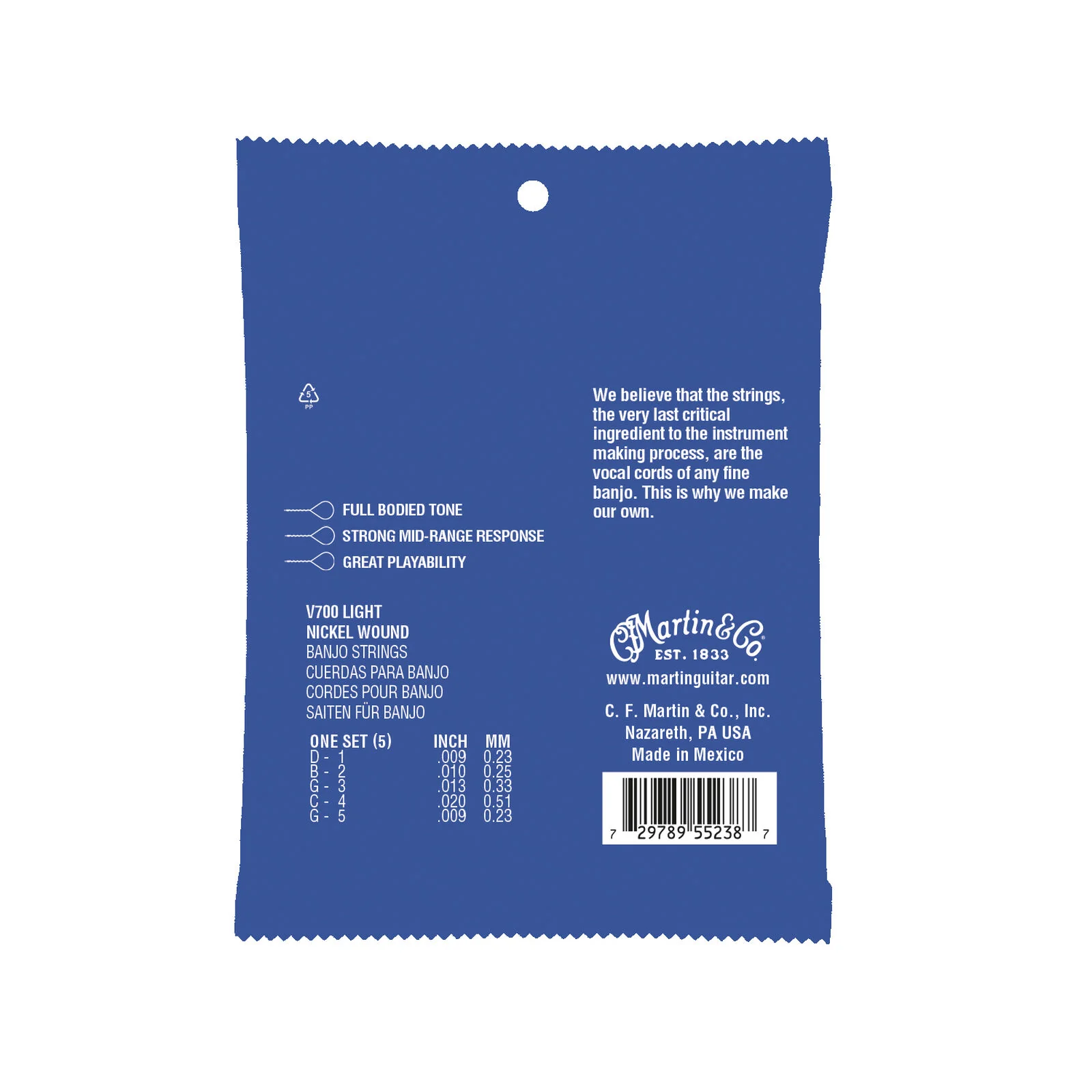 Martin V700 Vega Banjo Strings, 5-String, Light, 9-20 - Image 2
