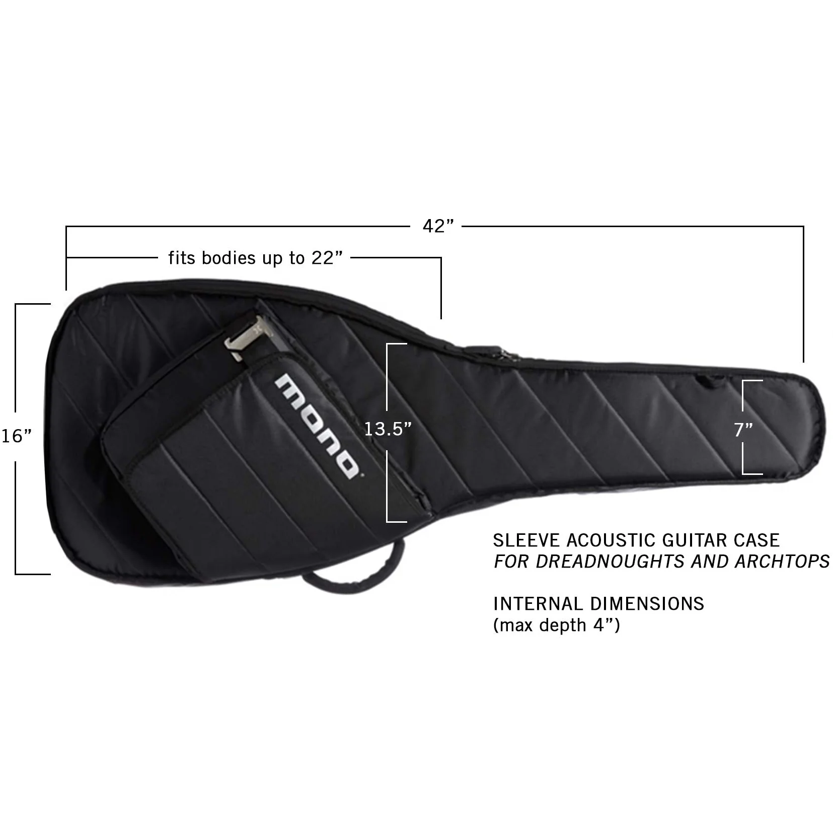 MONO M80-SAD-BLK Sleeve Acoustic Guitar Case, Dreadnought, Black - Image 5