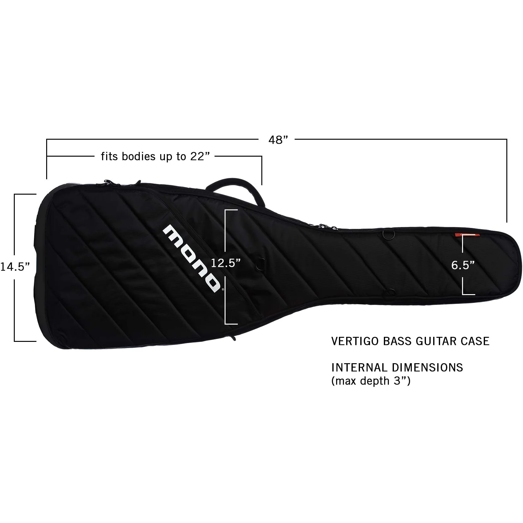 MONO M80-VEB-BLK Vertigo Bass Guitar Case, Black - Image 4