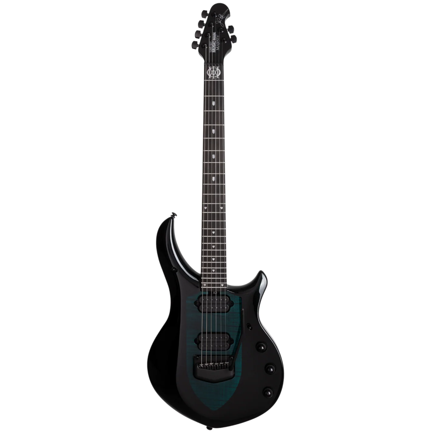 Music Man 611-GDS-50-00 Majesty Electric Guitar, Ebony FB, No Pickguard, Emerald Sky