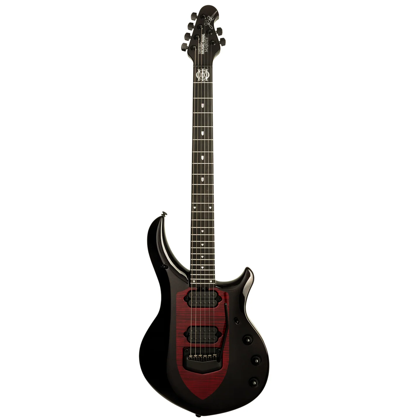 Music Man 611-RDS-50-00 Majesty Electric Guitar, Ebony FB, No Pickguard, Dark Red Sparkle w/shield