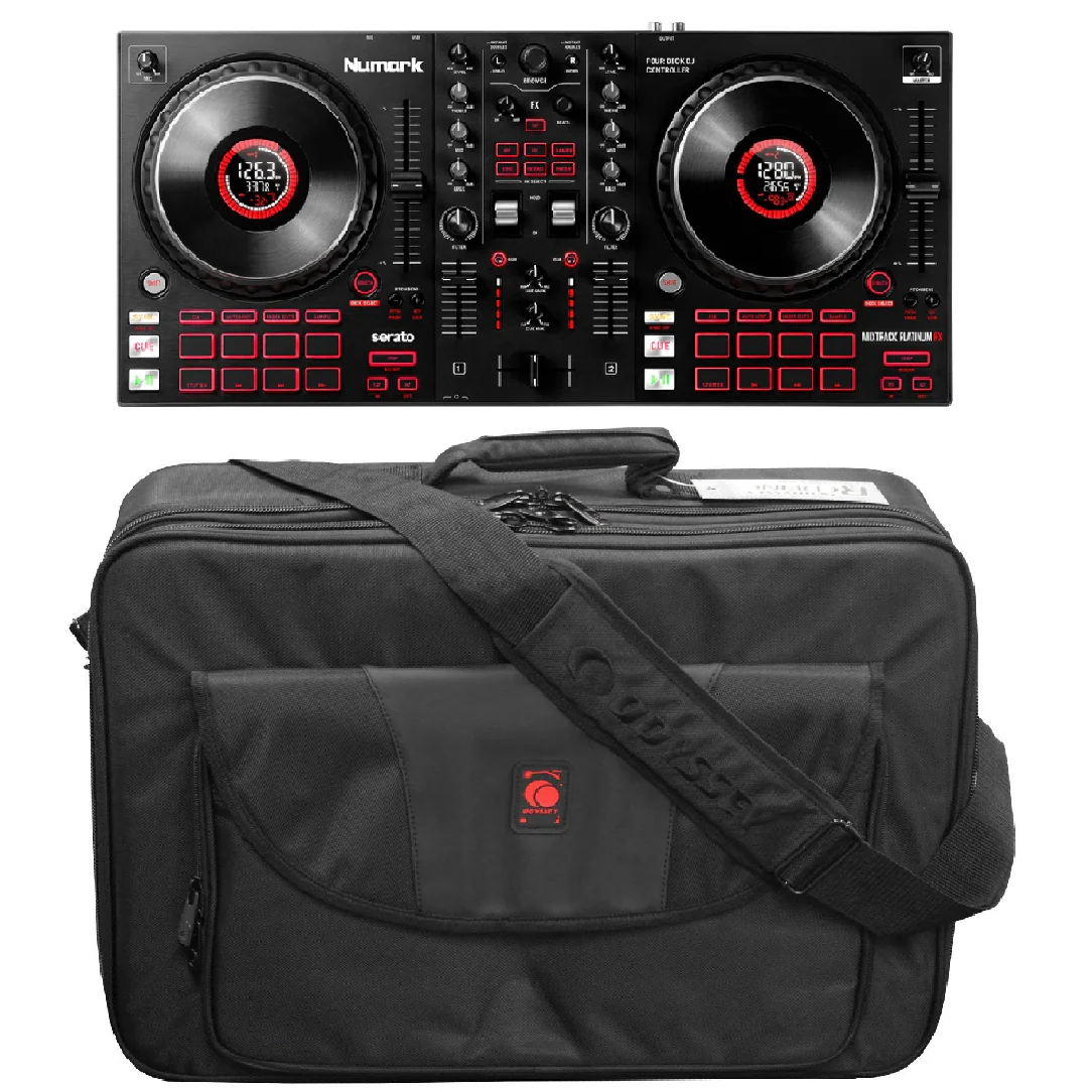 Numark MIXTRACKPLATFX 4-Deck DJ Controller & BRLDIGITALXLE Soft Case Bundle