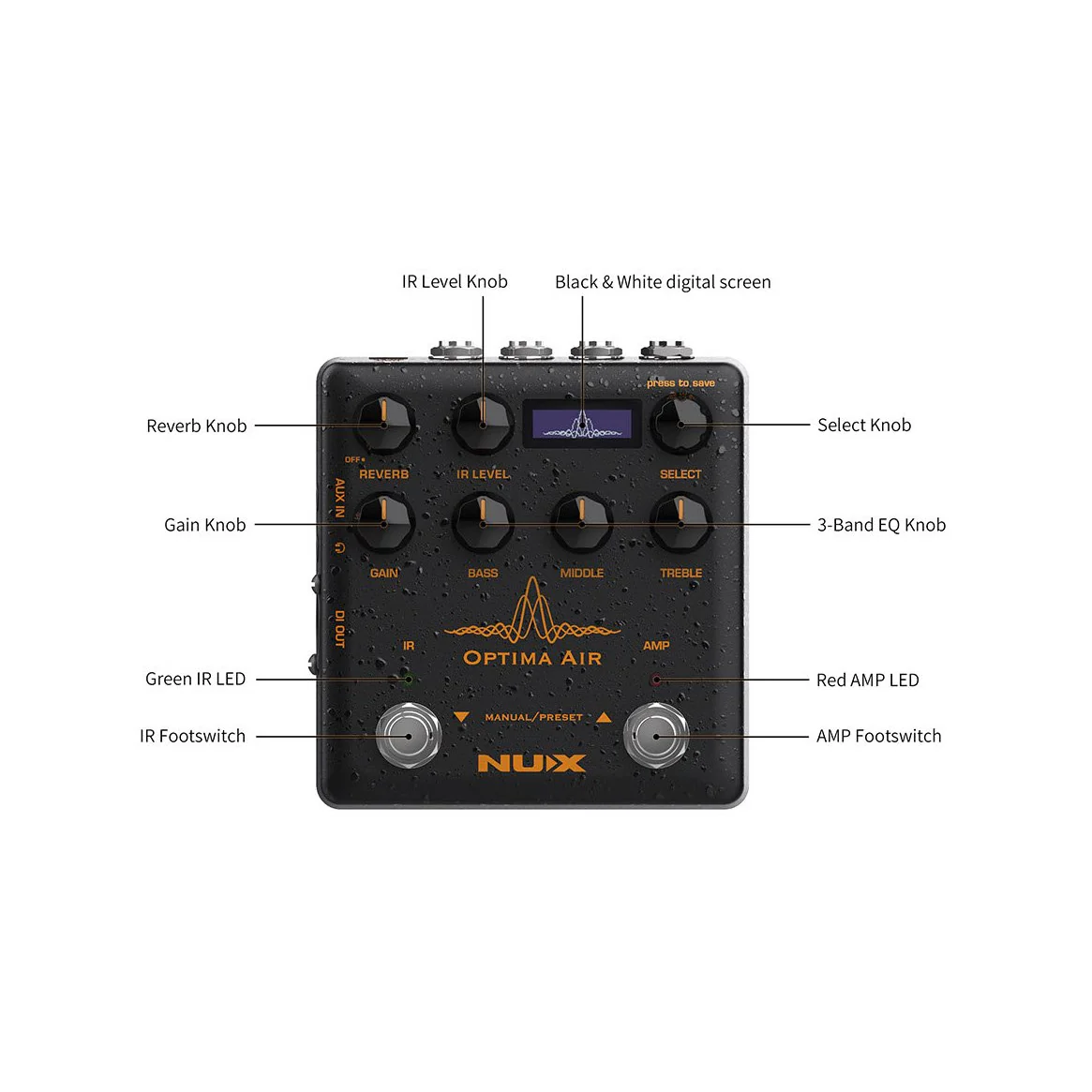 NUX NAI-5 Optima Air Acoustic Guitar IR Preamp - Image 8