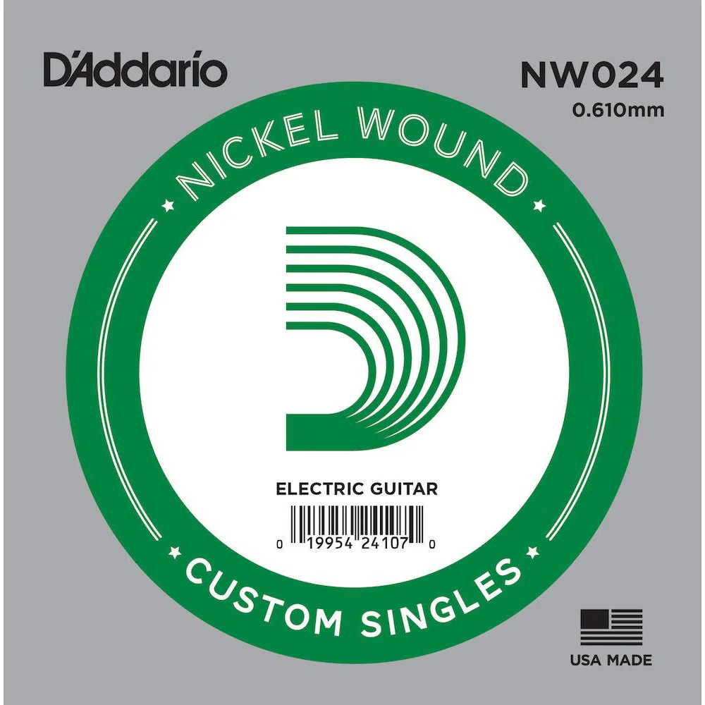 D'Addario NW024 Nickel Wound Electric Guitar Single String, .024