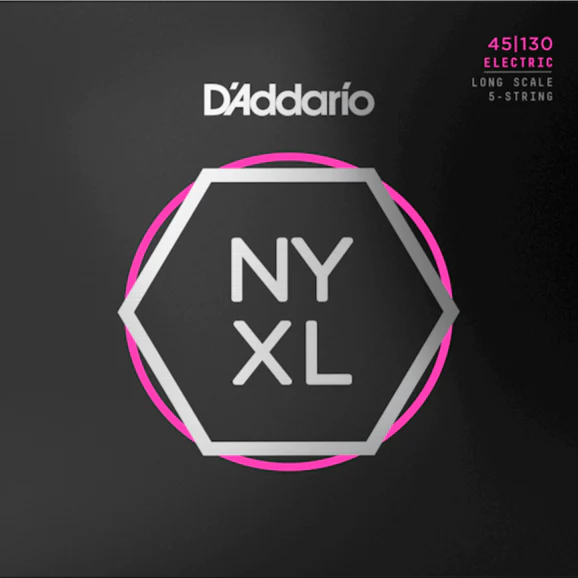 D'Addario NYXL45130 Nickel Wound Bass Guitar Strings, 5-string Regular Light, 45-130, Long Scale
